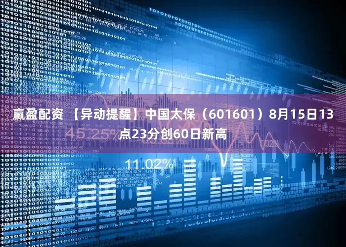 赢盈配资 【异动提醒】中国太保（601601）8月15日13点23分创60日新高